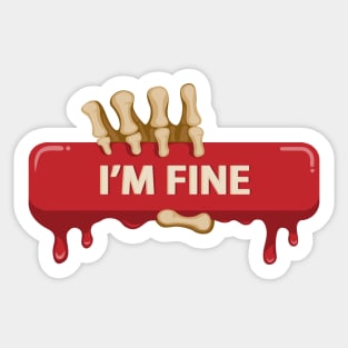 I'm Fine Arm Skeleton Halloween Sticker